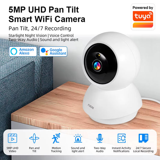 Fuers 5MP Wi-Fi Indoor Surveillance Camera with AI Detection for Smart Home Security and Baby Monitoring