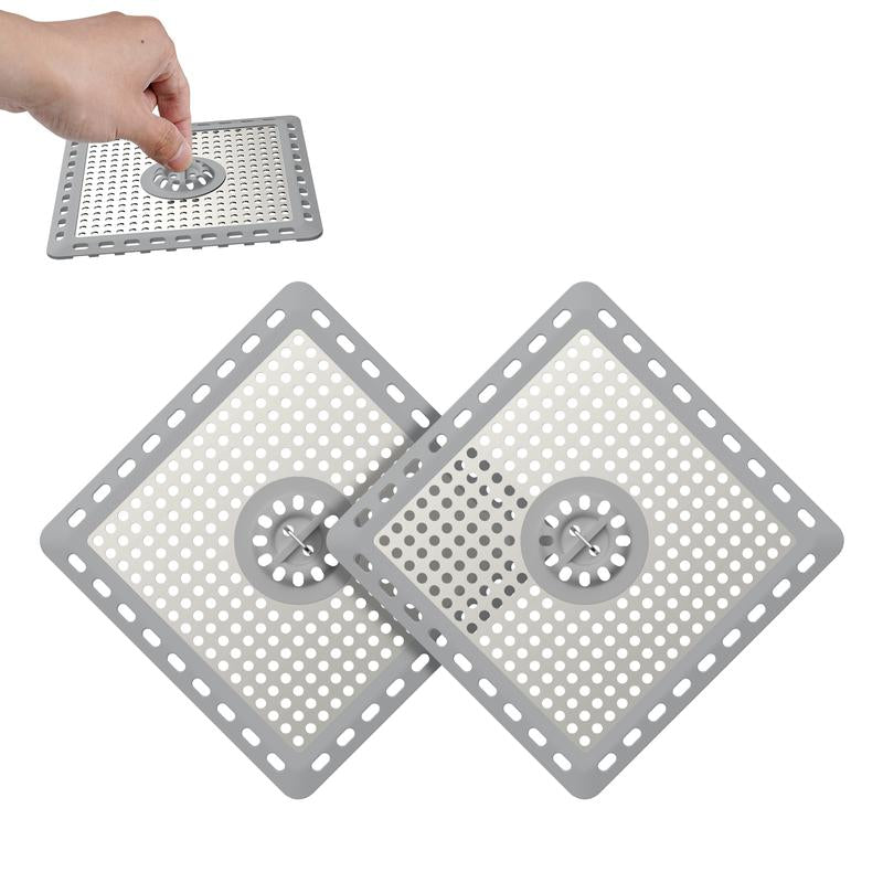 Hibbent Upgraded Shower Drain Hair Catcher, Shower Drain Cover for Bathroom Floor 4" Drain, Anti-Clogging Bathtub Drain Strainer, Stainless Steel Kitchen Sink Drain Strainer with Handle, Grey