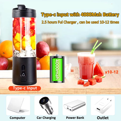 Mini blender portable rechargeable pour jus de fruits et smoothies, multifonction