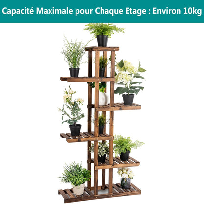 Étagère à fleurs 6 niveaux en bois de sapin 140 cm