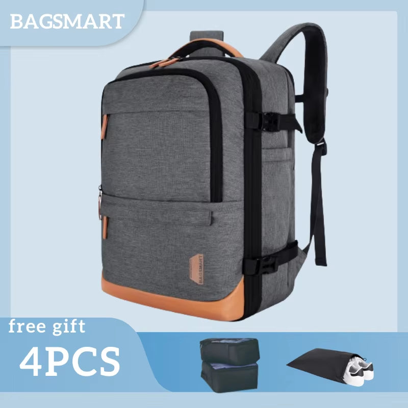 4-Piece 40L Travel Cabin Backpack Set - BAGSMART 17.3" Laptop Backpack with Airline Carry-On Luggage and Packing Cubes