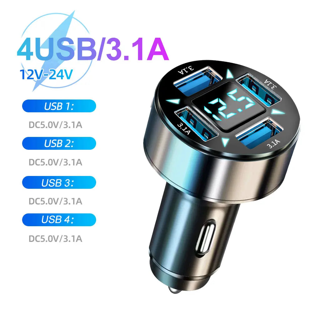 Experience Lightning-Fast Charging on the Go with the 66-250W PD Car Charger - 4 USB Ports + 2 PD for Ultimate Convenience!