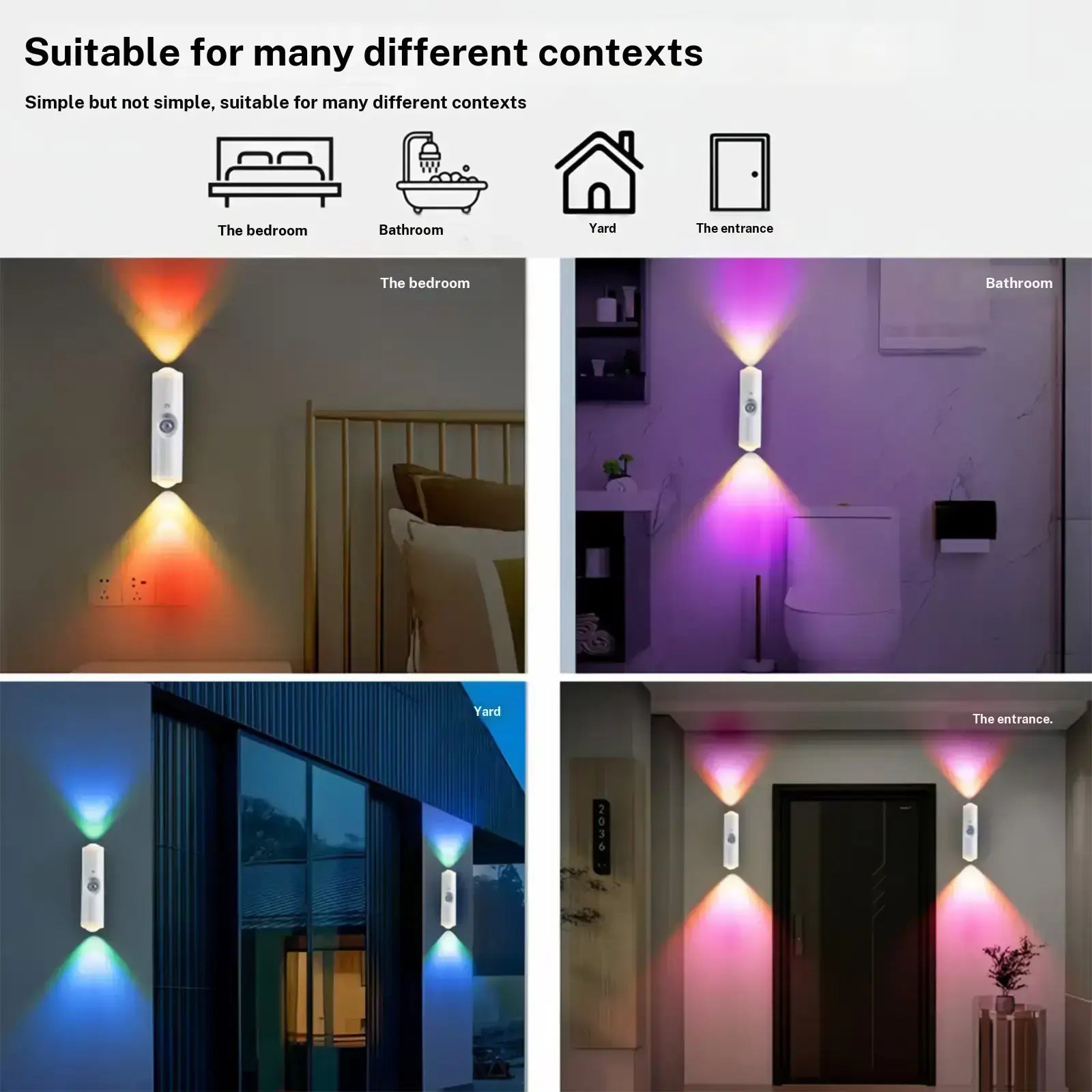 Spot LED intelligent avec détecteur de mouvement, rechargeable USB, plusieurs modes d'éclairage