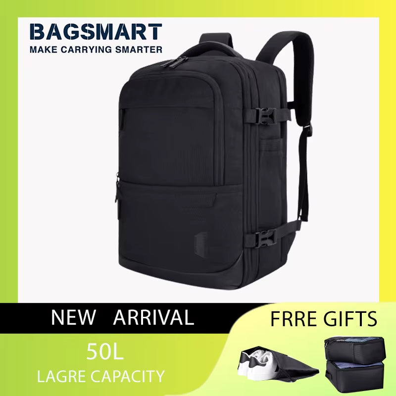 4-Piece 40L Travel Cabin Backpack Set - BAGSMART 17.3" Laptop Backpack with Airline Carry-On Luggage and Packing Cubes