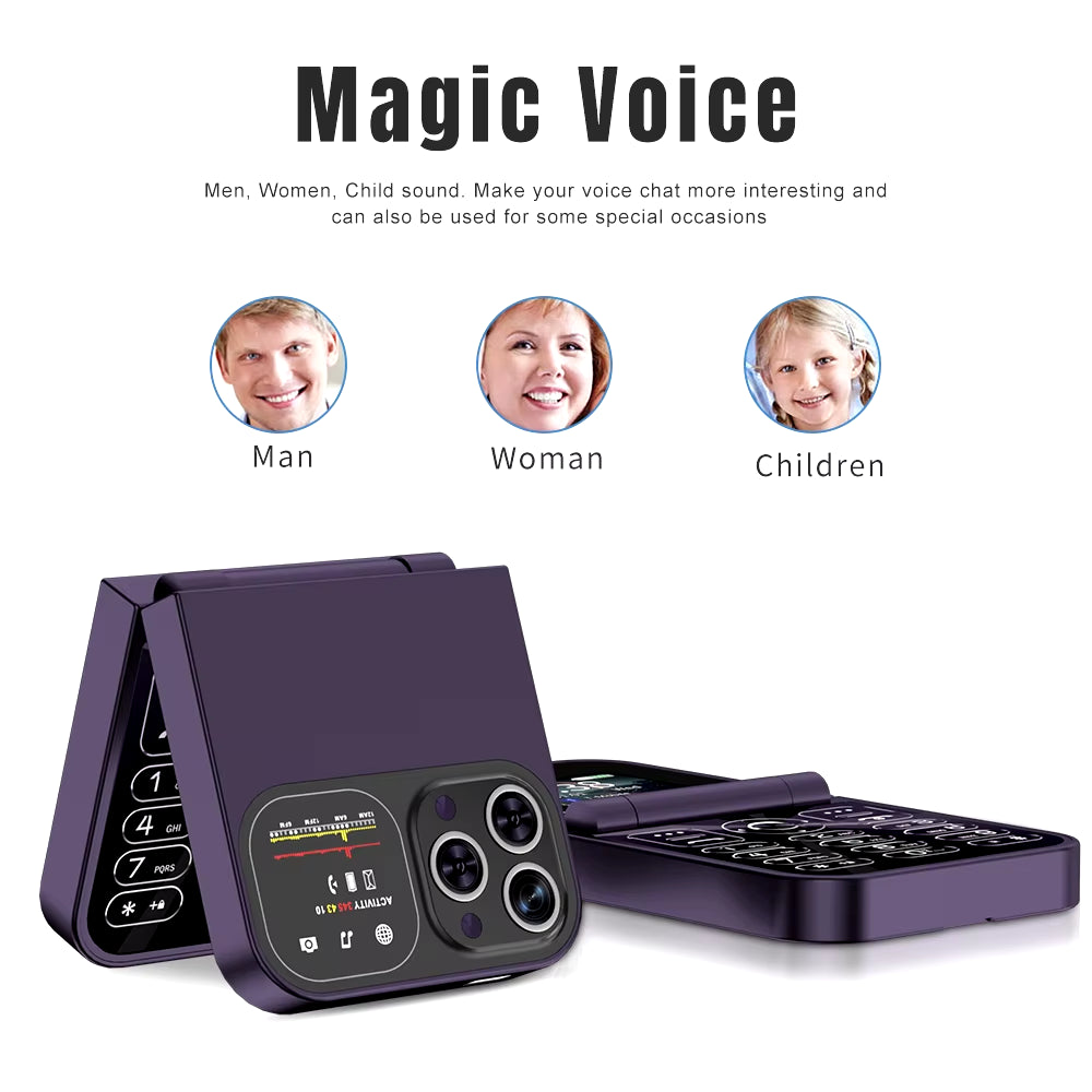 New  Mini Flip Mobile Phone Dual SIM Card 2G GSM 2.0 Inch Screen Speed Dial Magic Voice Torch FM Blacklist Small Flip Phone