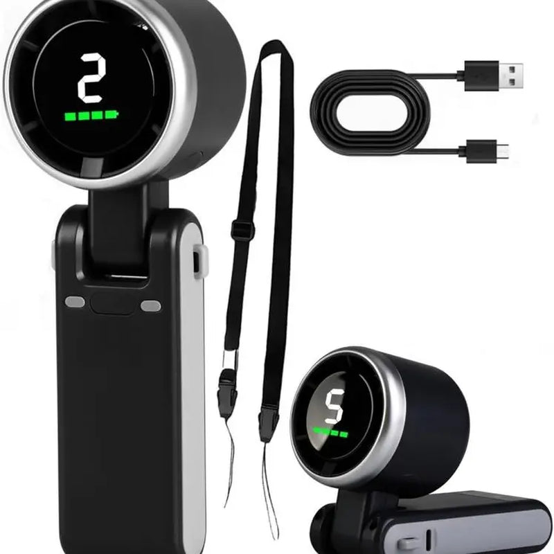 Mini ventilateur turbo portable 5 vitesses avec batterie 4000mAh, jusqu'à 10 heures d'autonomie