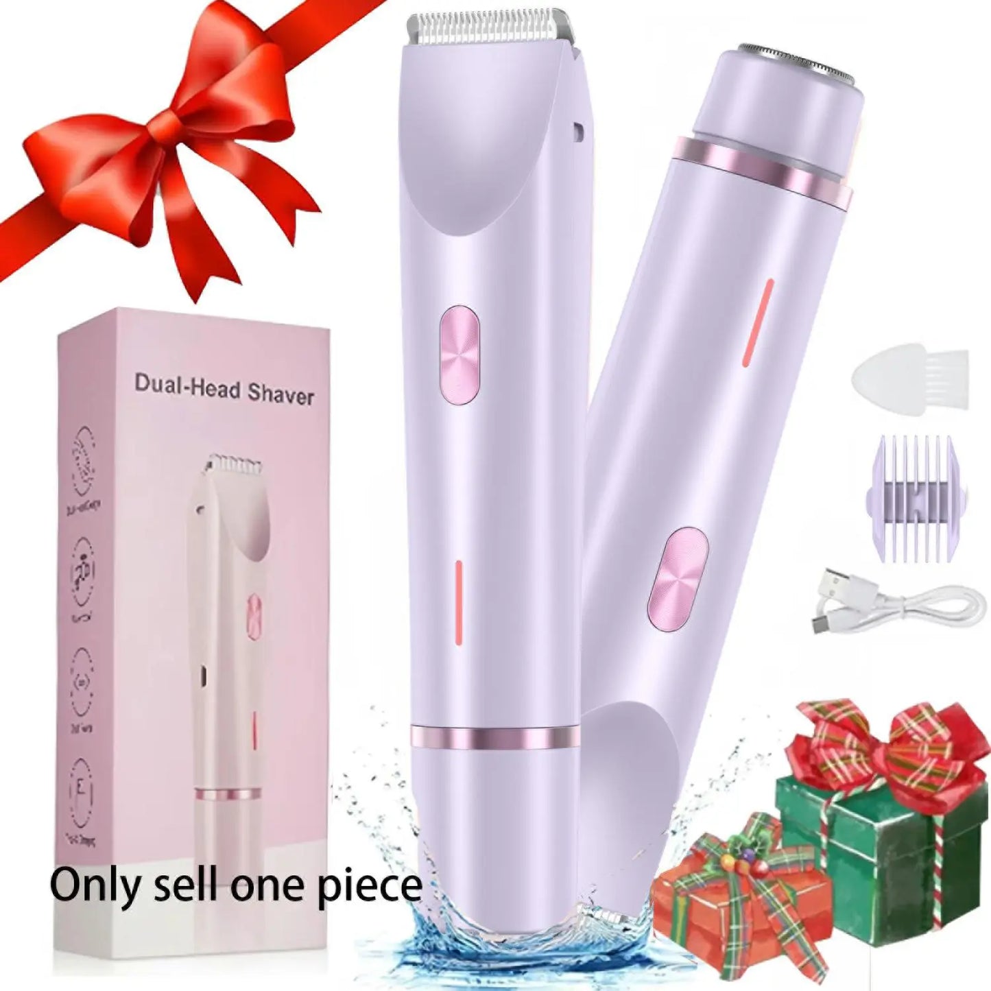 Tondeuse électrique 2-en-1 pour femme, visage et corps, sans fil et rechargeable