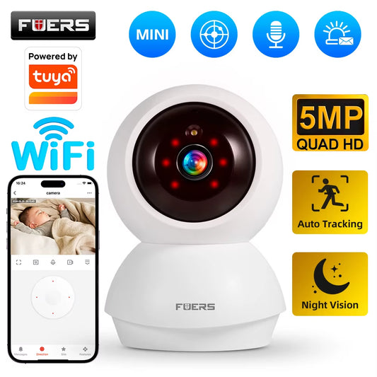 Fuers 5MP Wi-Fi Indoor Surveillance Camera with AI Detection for Smart Home Security and Baby Monitoring