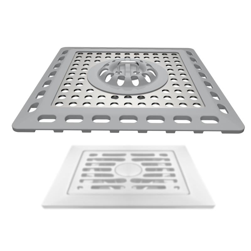 Hibbent Upgraded Shower Drain Hair Catcher, Shower Drain Cover for Bathroom Floor 4" Drain, Anti-Clogging Bathtub Drain Strainer, Stainless Steel Kitchen Sink Drain Strainer with Handle, Grey