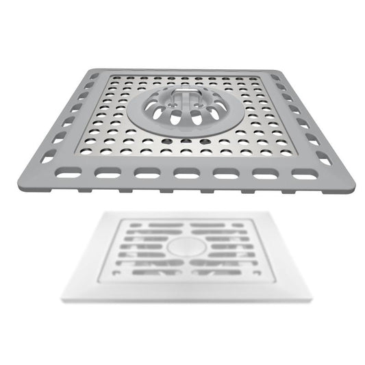 Hibbent Upgraded Shower Drain Hair Catcher, Shower Drain Cover for Bathroom Floor 4" Drain, Anti-Clogging Bathtub Drain Strainer, Stainless Steel Kitchen Sink Drain Strainer with Handle, Grey
