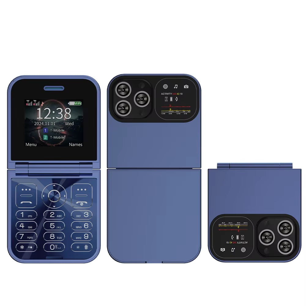 New  Mini Flip Mobile Phone Dual SIM Card 2G GSM 2.0 Inch Screen Speed Dial Magic Voice Torch FM Blacklist Small Flip Phone