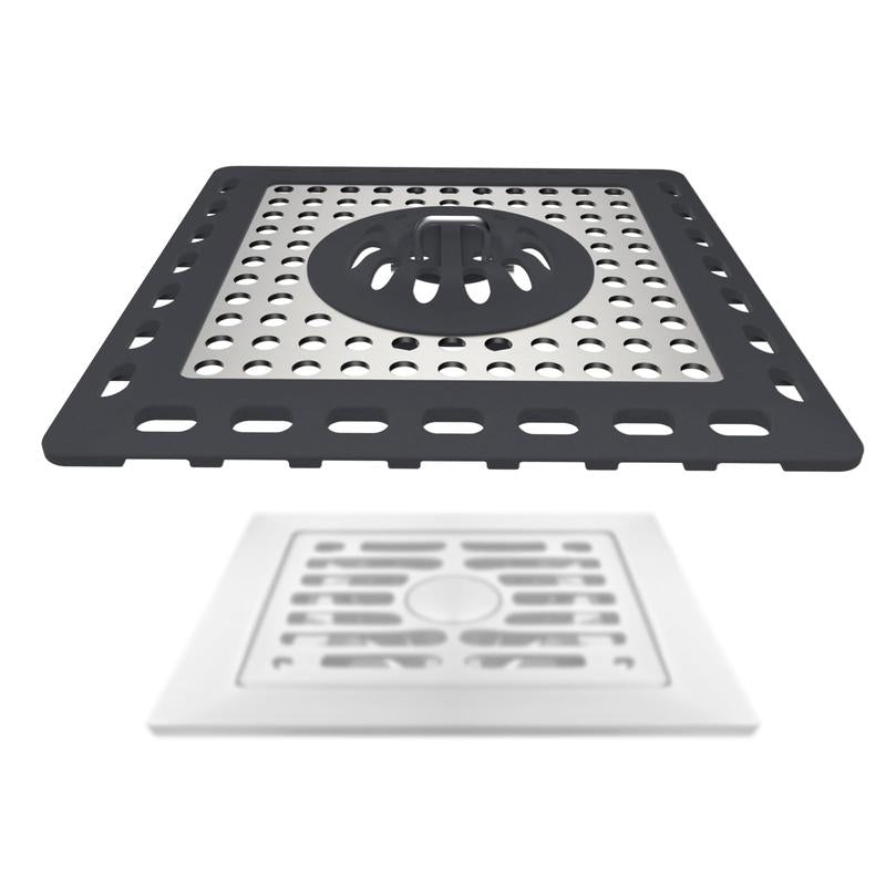 Hibbent Upgraded Shower Drain Hair Catcher, Shower Drain Cover for Bathroom Floor 4" Drain, Anti-Clogging Bathtub Drain Strainer, Stainless Steel Kitchen Sink Drain Strainer with Handle, Grey