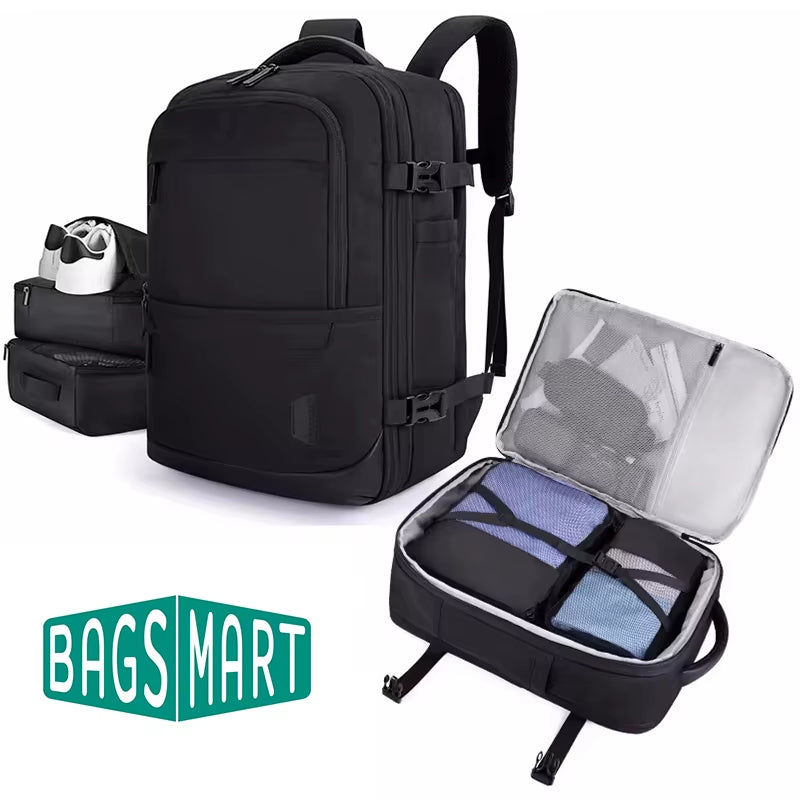 4-Piece 40L Travel Cabin Backpack Set - BAGSMART 17.3" Laptop Backpack with Airline Carry-On Luggage and Packing Cubes