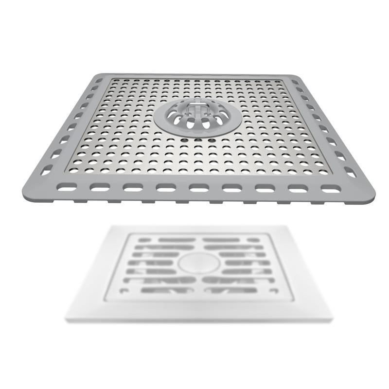 Hibbent Upgraded Shower Drain Hair Catcher, Shower Drain Cover for Bathroom Floor 4" Drain, Anti-Clogging Bathtub Drain Strainer, Stainless Steel Kitchen Sink Drain Strainer with Handle, Grey