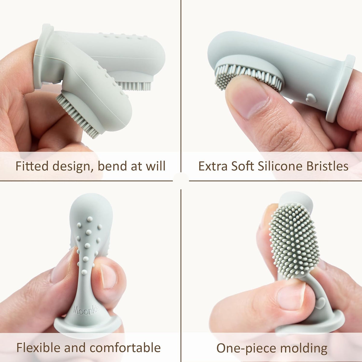 Doigtier brosse a dents bebe - design silicone