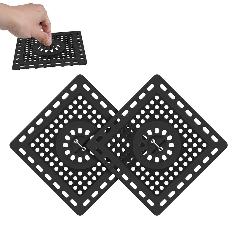 Hibbent Upgraded Shower Drain Hair Catcher, Shower Drain Cover for Bathroom Floor 4" Drain, Anti-Clogging Bathtub Drain Strainer, Stainless Steel Kitchen Sink Drain Strainer with Handle, Grey