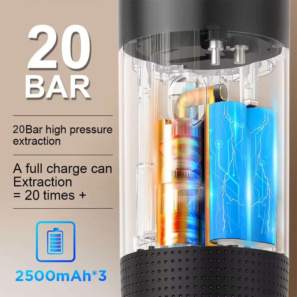 Machine à café expresso portable sans fil pour voiture et maison, système 3-en-1 capsules et café moulu