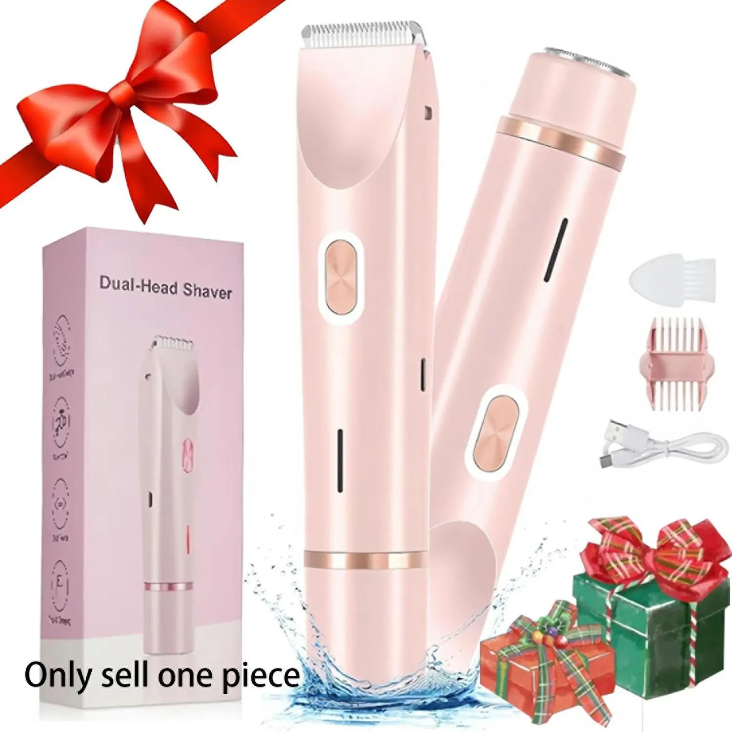 Tondeuse électrique 2-en-1 pour femme, visage et corps, sans fil et rechargeable