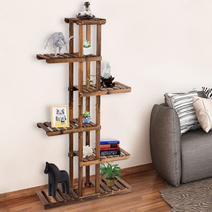 Étagère à plantes 6 niveaux en bois de sapin 140 cm