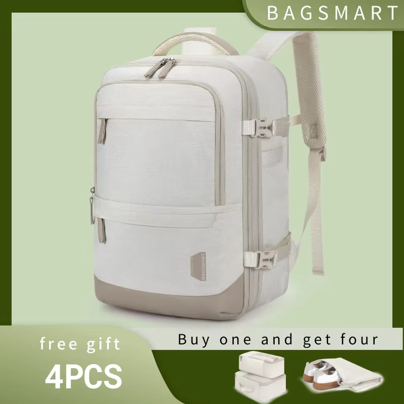 4-Piece 40L Travel Cabin Backpack Set - BAGSMART 17.3" Laptop Backpack with Airline Carry-On Luggage and Packing Cubes