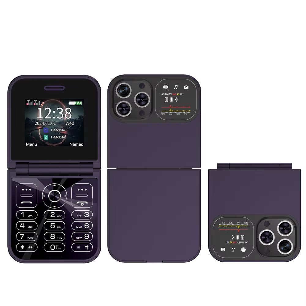 New  Mini Flip Mobile Phone Dual SIM Card 2G GSM 2.0 Inch Screen Speed Dial Magic Voice Torch FM Blacklist Small Flip Phone