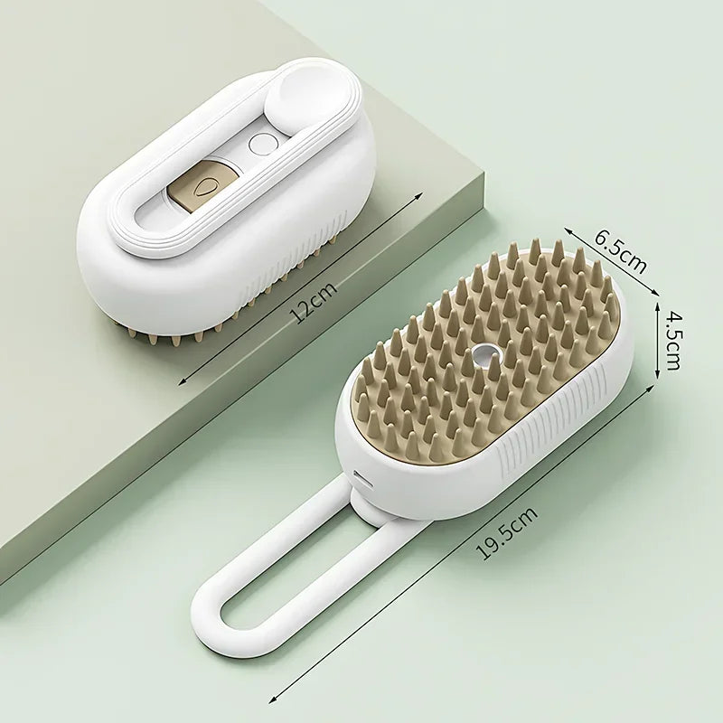 3-In-1 Steam Cat Brush Pet Hair Remover Vaporizer Grooming Comb with Massage Spray for Cats Durable Cleaning Tool