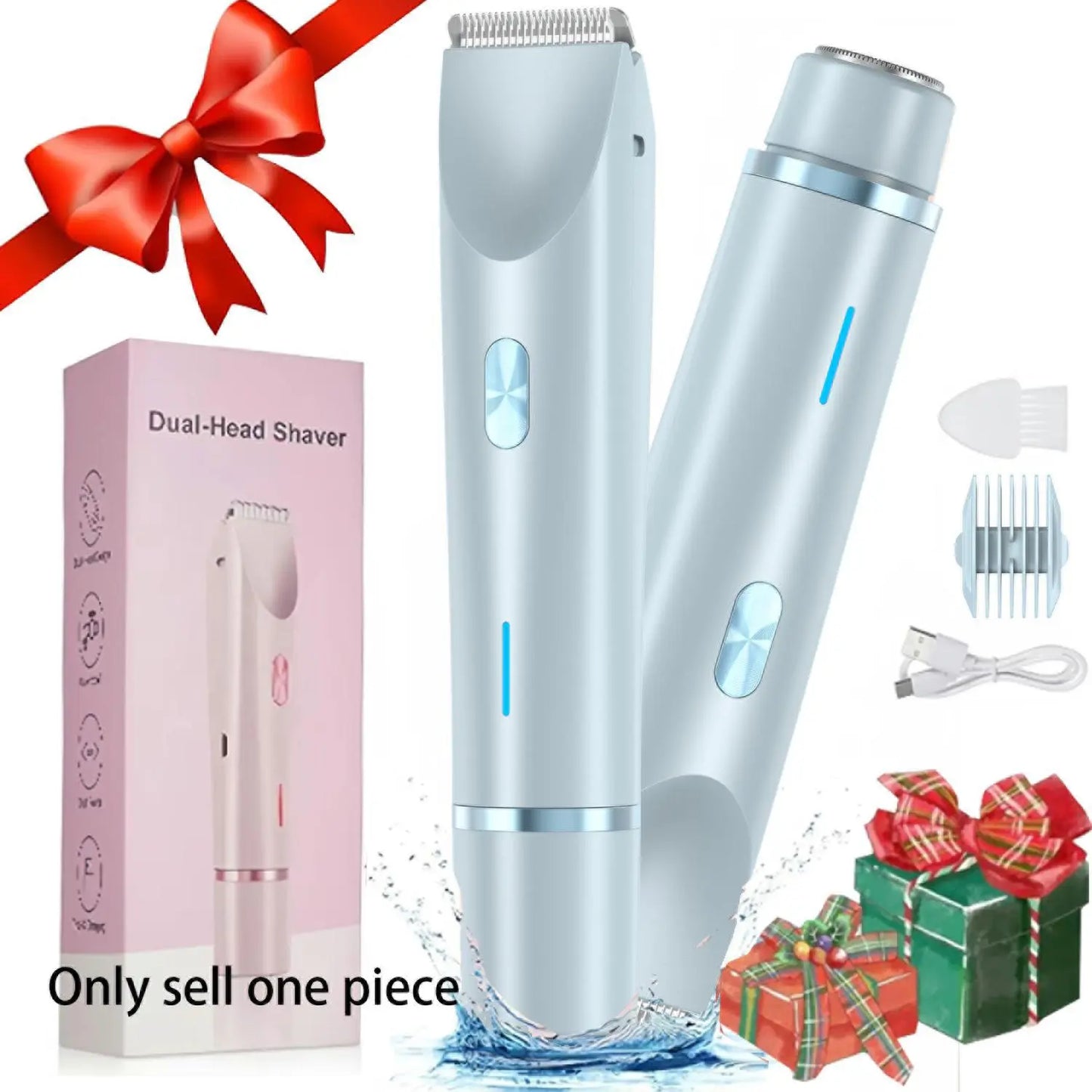 Tondeuse électrique 2-en-1 pour femme, visage et corps, sans fil et rechargeable