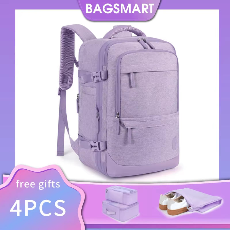 4-Piece 40L Travel Cabin Backpack Set - BAGSMART 17.3" Laptop Backpack with Airline Carry-On Luggage and Packing Cubes