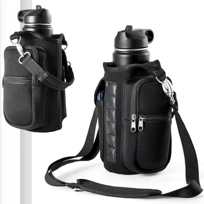 Porte-Bouteille D'Eau Magnétique, Sac De Transport De Bouteille D'Eau De Gymnastique Avec Poignée De Poche Pour Téléphone, Bandoulière, 6 Aimants Intégrés, Bouteille D'Eau