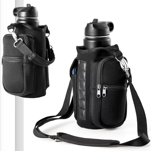 Porte-Bouteille D'Eau Magnétique, Sac De Transport De Bouteille D'Eau De Gymnastique Avec Poignée De Poche Pour Téléphone, Bandoulière, 6 Aimants Intégrés, Bouteille D'Eau