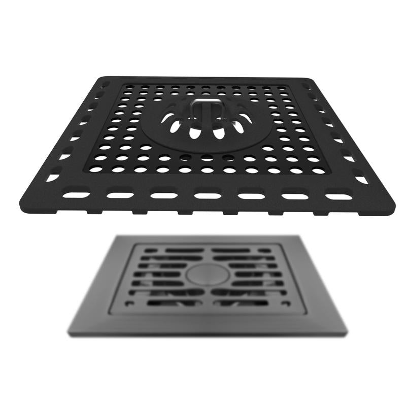 Hibbent Upgraded Shower Drain Hair Catcher, Shower Drain Cover for Bathroom Floor 4" Drain, Anti-Clogging Bathtub Drain Strainer, Stainless Steel Kitchen Sink Drain Strainer with Handle, Grey