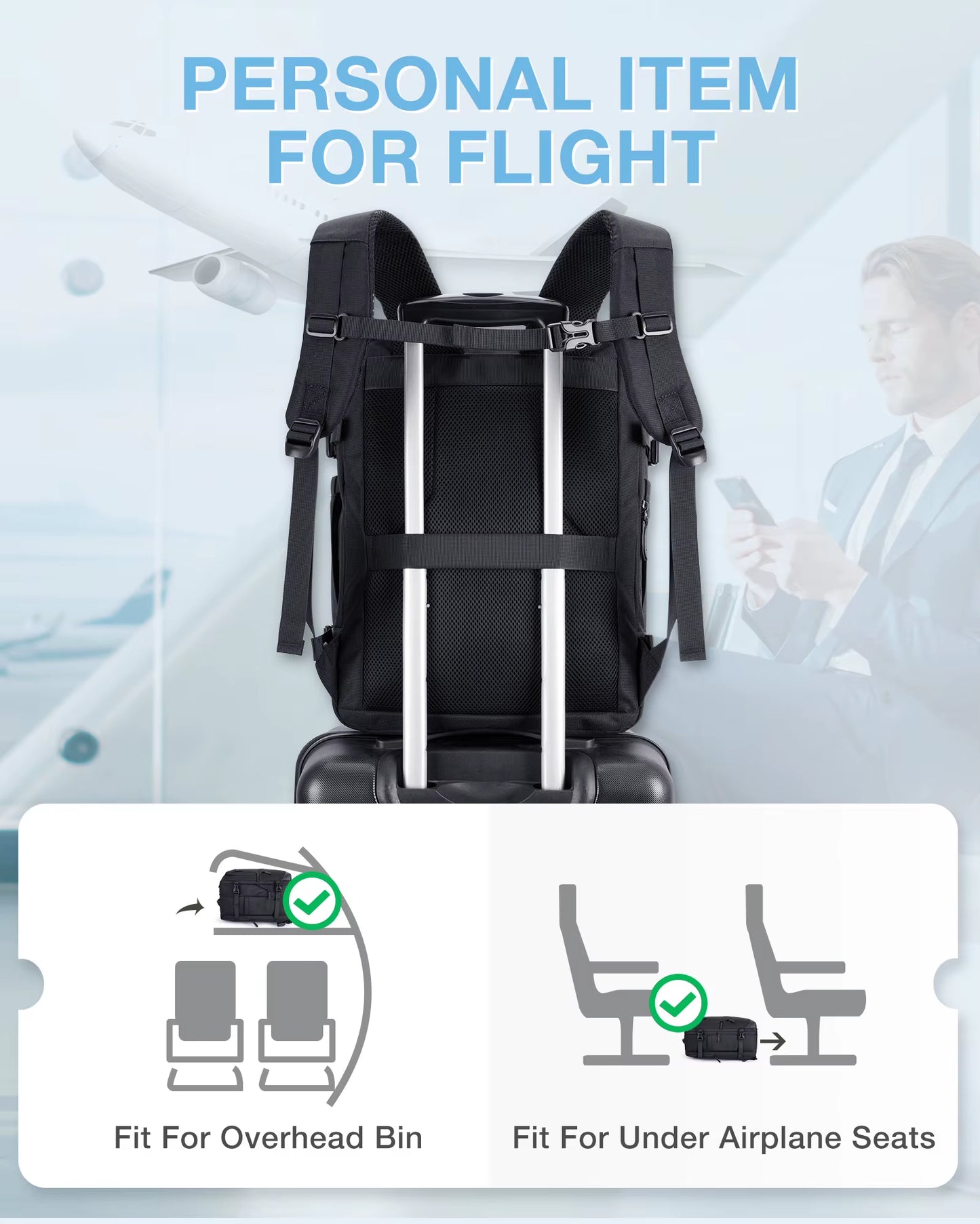 4-Piece 40L Travel Cabin Backpack Set - BAGSMART 17.3" Laptop Backpack with Airline Carry-On Luggage and Packing Cubes