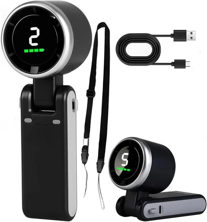 Mini ventilateur turbo portable 5 vitesses avec batterie 4000mAh, jusqu'à 10 heures d'autonomie