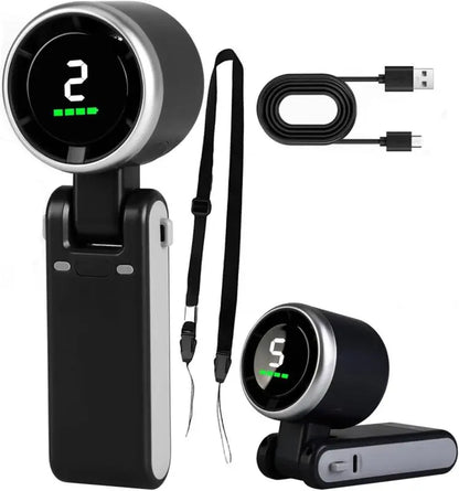 Mini ventilateur turbo portable 5 vitesses avec batterie 4000mAh, jusqu'à 10 heures d'autonomie