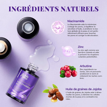 Sérum Pour Le Visage À La Niacinamida, À La Vitamine B3, Au Zinc, À L'Arbutine, Anti-Vieillissement & Rides, Anti-Taches, Illumine La Peau, Protège Du Soleil, Pour Tous Types De Peaux, 30 Ml