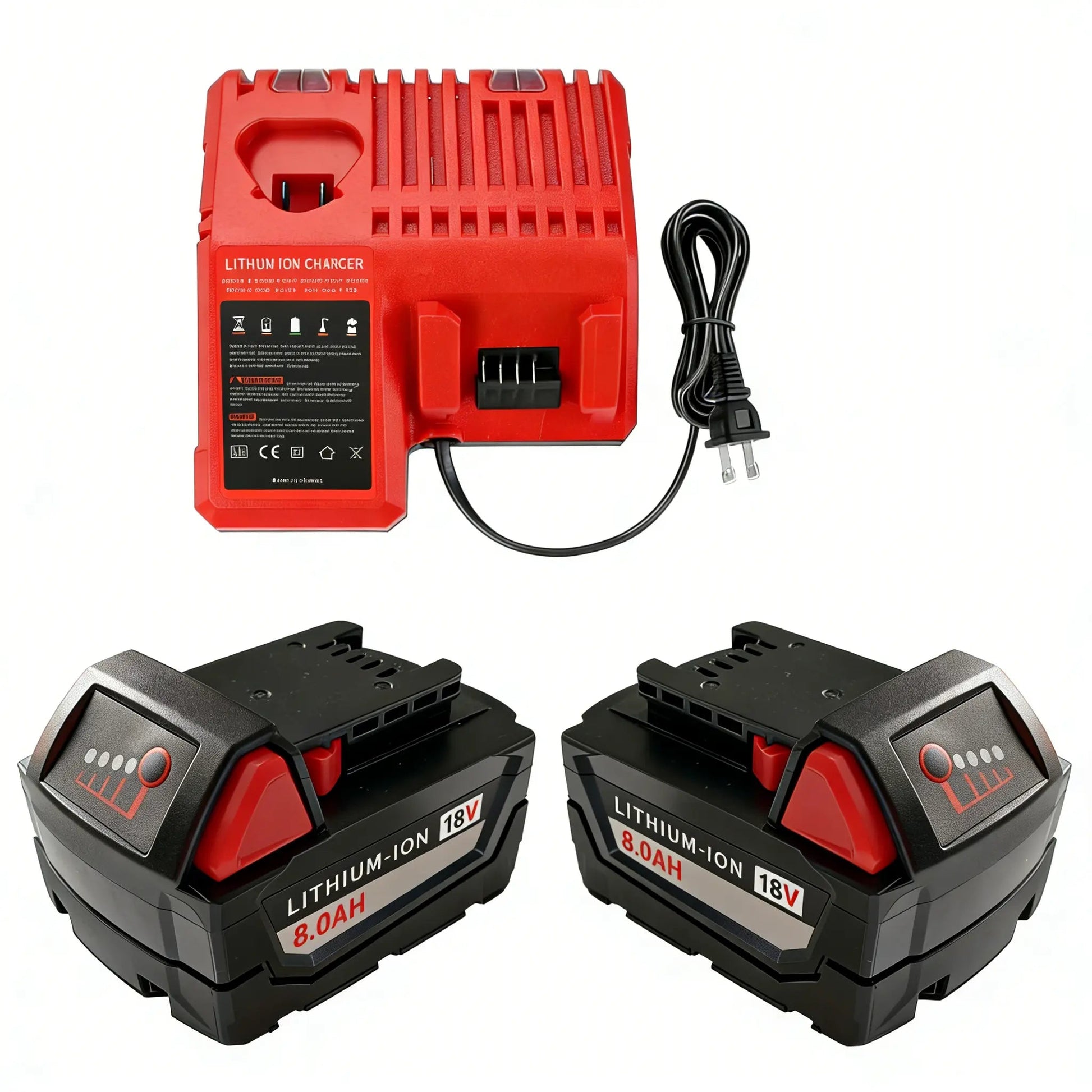 Lot de 2 batteries 18V 8.0Ah pour outils sans fil