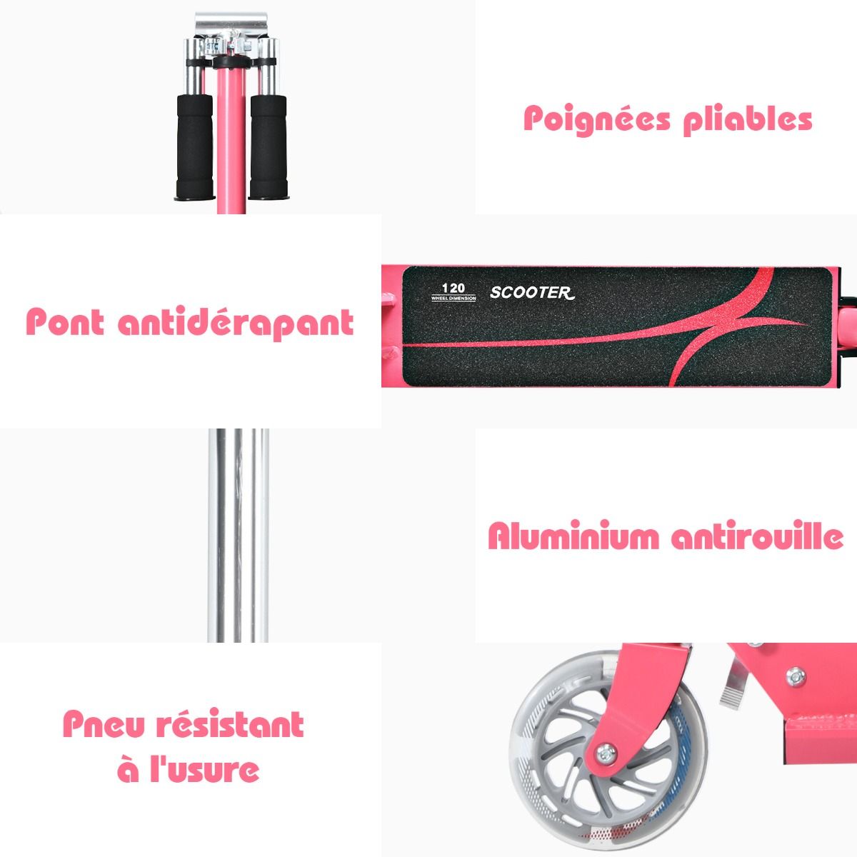 Trottinette Enfant Pliable avec Lumières LED - Hauteur Réglable et Design Coloré pour des Balades Amusantes en Toute Sécurité