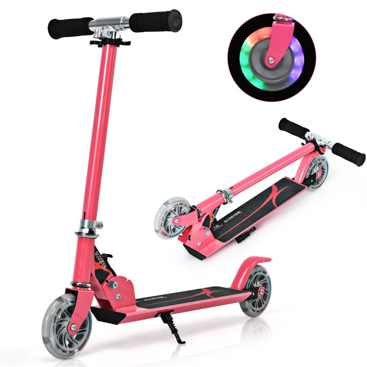 Trottinette Enfant Pliable avec Lumières LED - Hauteur Réglable et Design Coloré pour des Balades Amusantes en Toute Sécurité