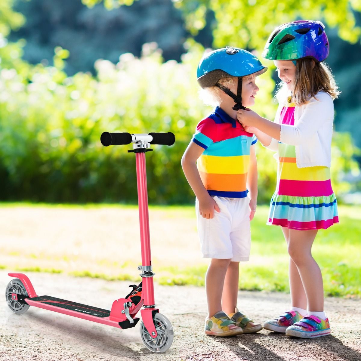 Trottinette Enfant Pliable avec Lumières LED - Hauteur Réglable et Design Coloré pour des Balades Amusantes en Toute Sécurité