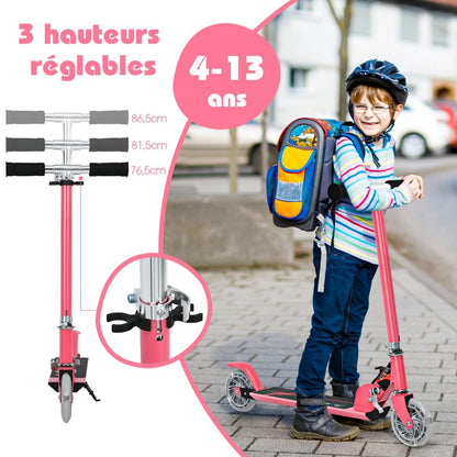 Trottinette Enfant Pliable avec Lumières LED - Hauteur Réglable et Design Coloré pour des Balades Amusantes en Toute Sécurité