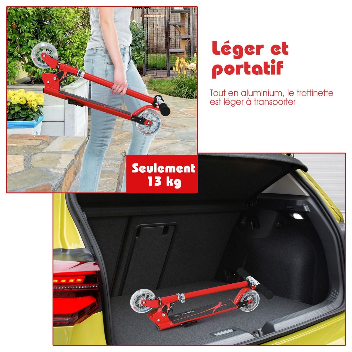 Trottinette Enfant Pliable avec Lumières LED - Hauteur Réglable et Design Coloré pour des Balades Amusantes en Toute Sécurité