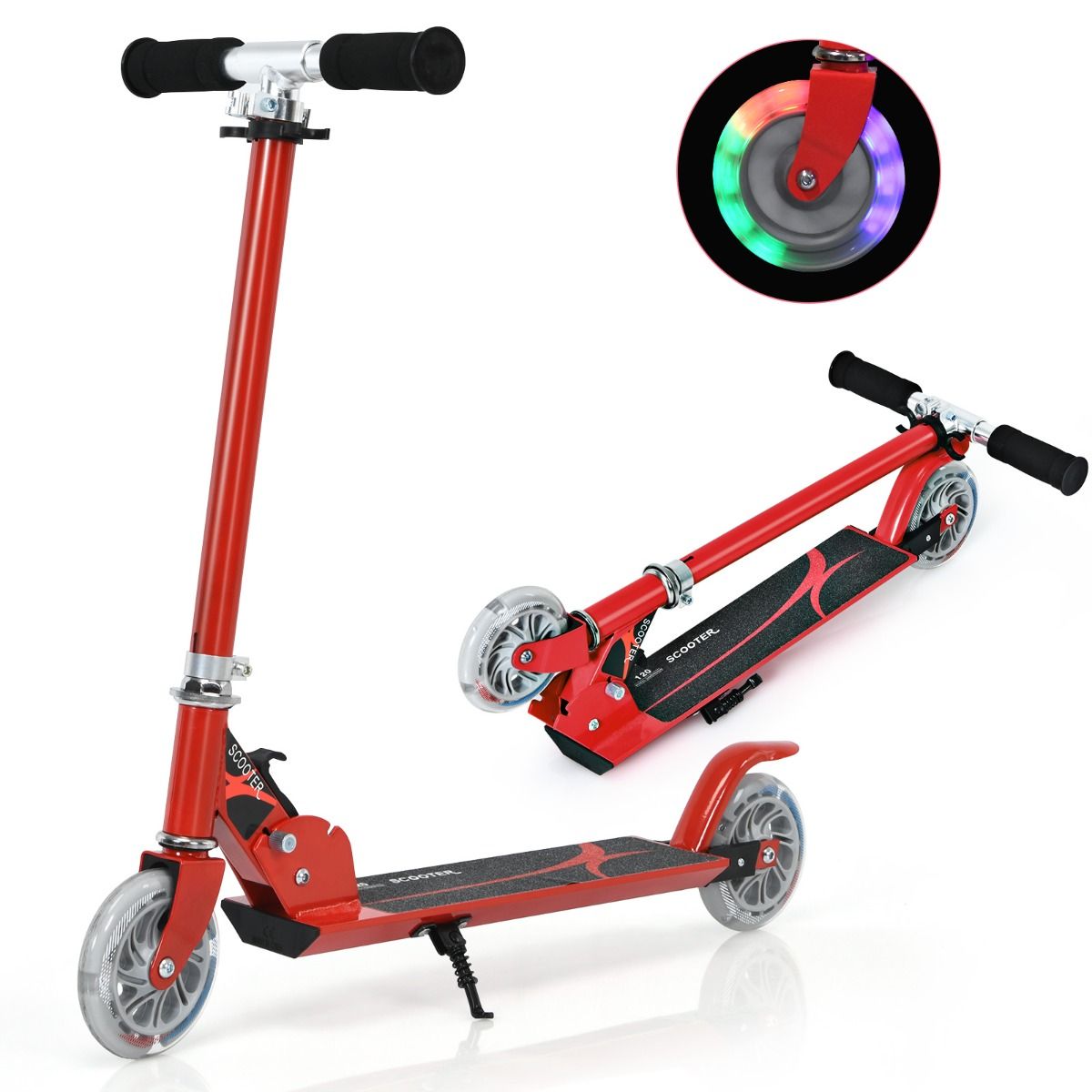 Trottinette Enfant Pliable avec Lumières LED - Hauteur Réglable et Design Coloré pour des Balades Amusantes en Toute Sécurité