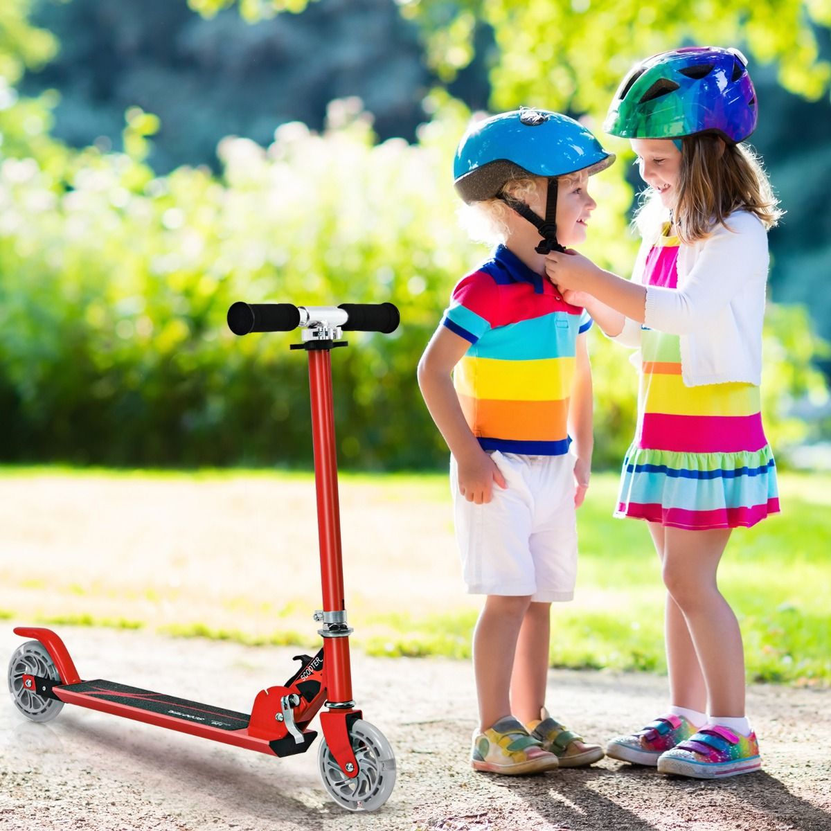 Trottinette Enfant Pliable avec Lumières LED - Hauteur Réglable et Design Coloré pour des Balades Amusantes en Toute Sécurité
