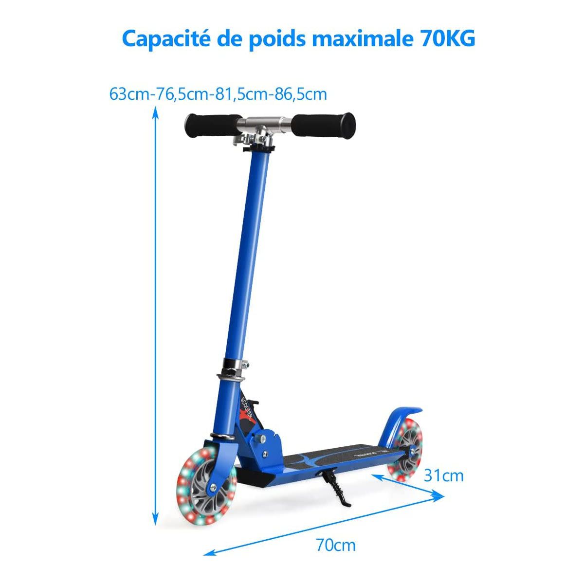Trottinette Enfant Pliable avec Lumières LED - Hauteur Réglable et Design Coloré pour des Balades Amusantes en Toute Sécurité