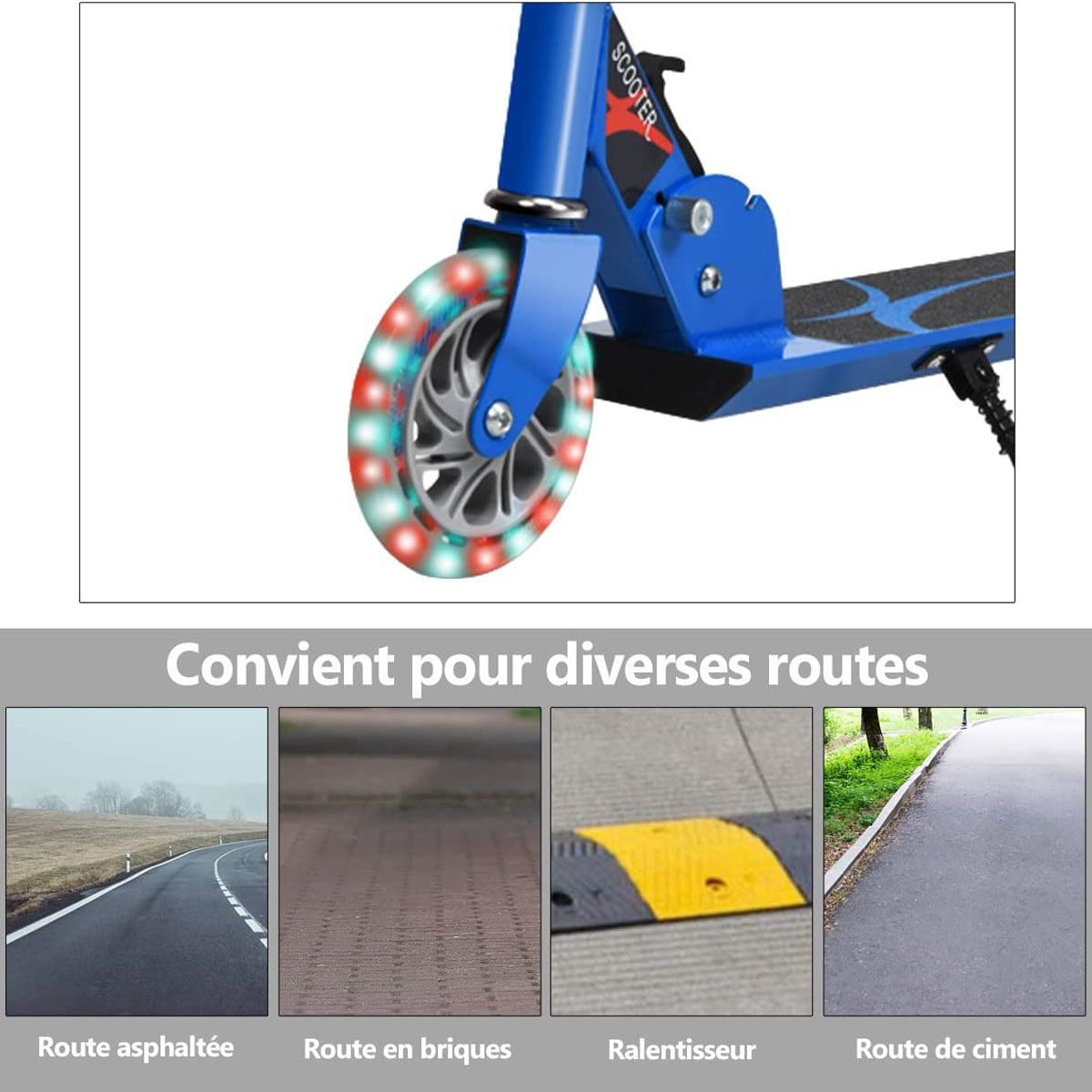 Trottinette Enfant Pliable avec Lumières LED - Hauteur Réglable et Design Coloré pour des Balades Amusantes en Toute Sécurité