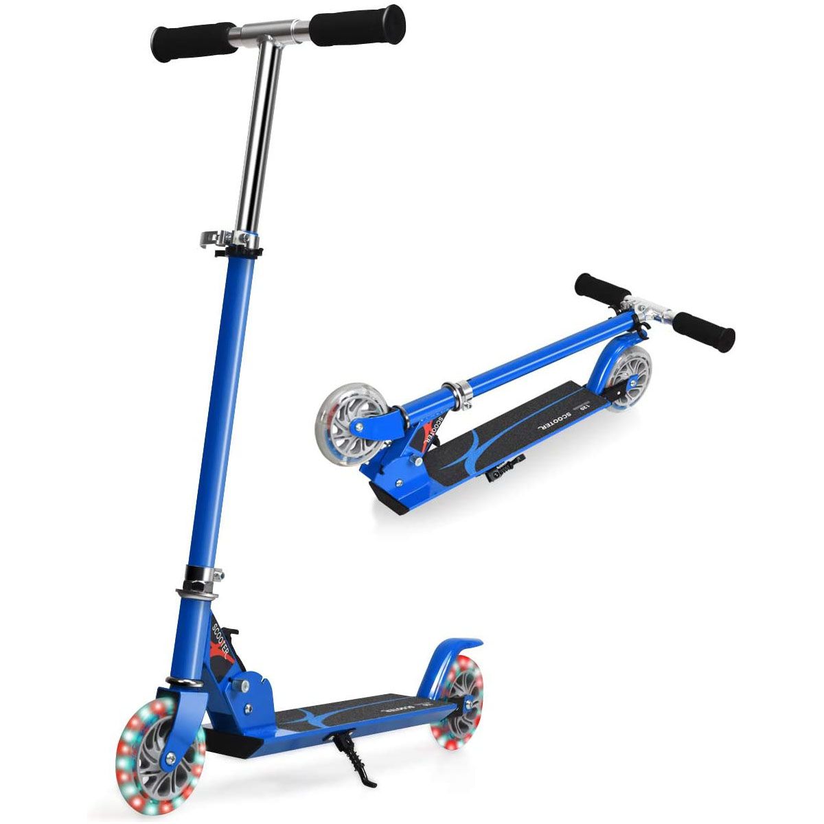 Trottinette Enfant Pliable avec Lumières LED - Hauteur Réglable et Design Coloré pour des Balades Amusantes en Toute Sécurité