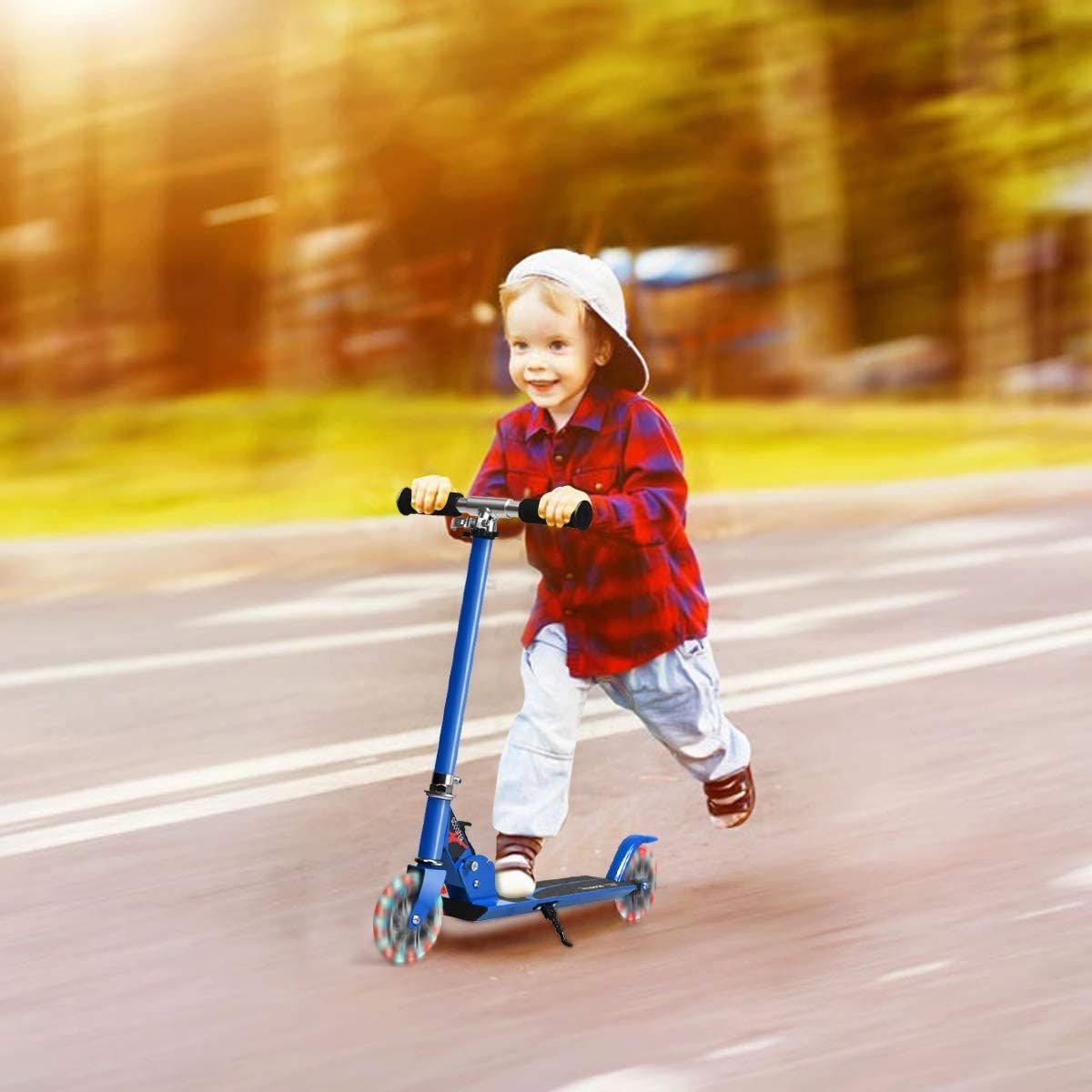 Trottinette Enfant Pliable avec Lumières LED - Hauteur Réglable et Design Coloré pour des Balades Amusantes en Toute Sécurité