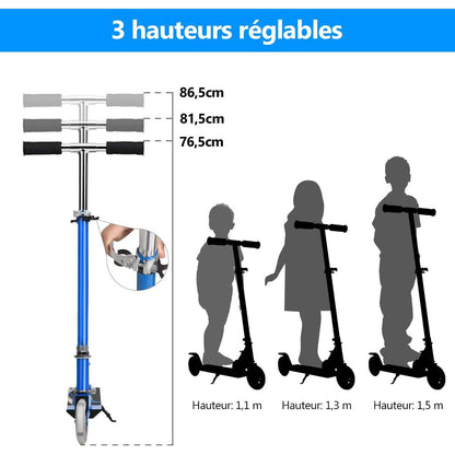 Trottinette Enfant Pliable avec Lumières LED - Hauteur Réglable et Design Coloré pour des Balades Amusantes en Toute Sécurité