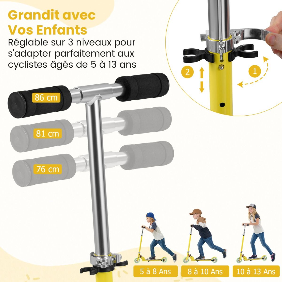 Trottinette Enfant Pliable avec Lumières LED - Hauteur Réglable et Design Coloré pour des Balades Amusantes en Toute Sécurité