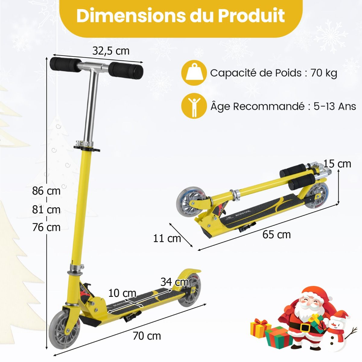 Trottinette Enfant Pliable avec Lumières LED - Hauteur Réglable et Design Coloré pour des Balades Amusantes en Toute Sécurité
